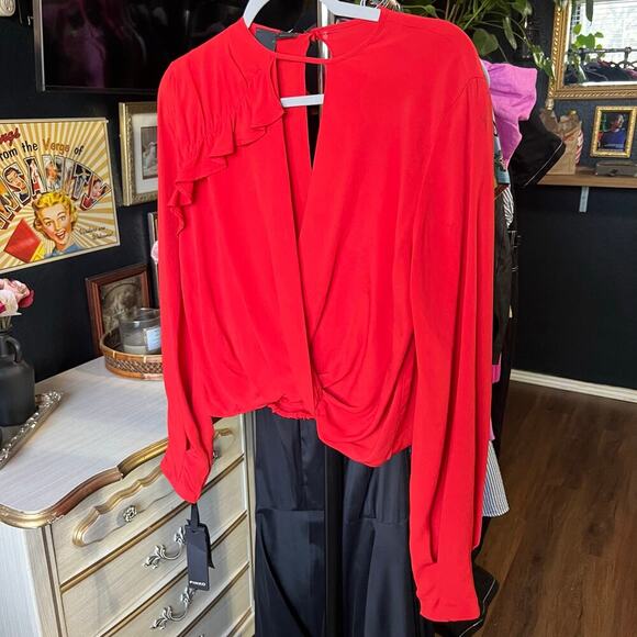 NWT Pinko Silk Ruffle Blouse - Picture 1 of 15